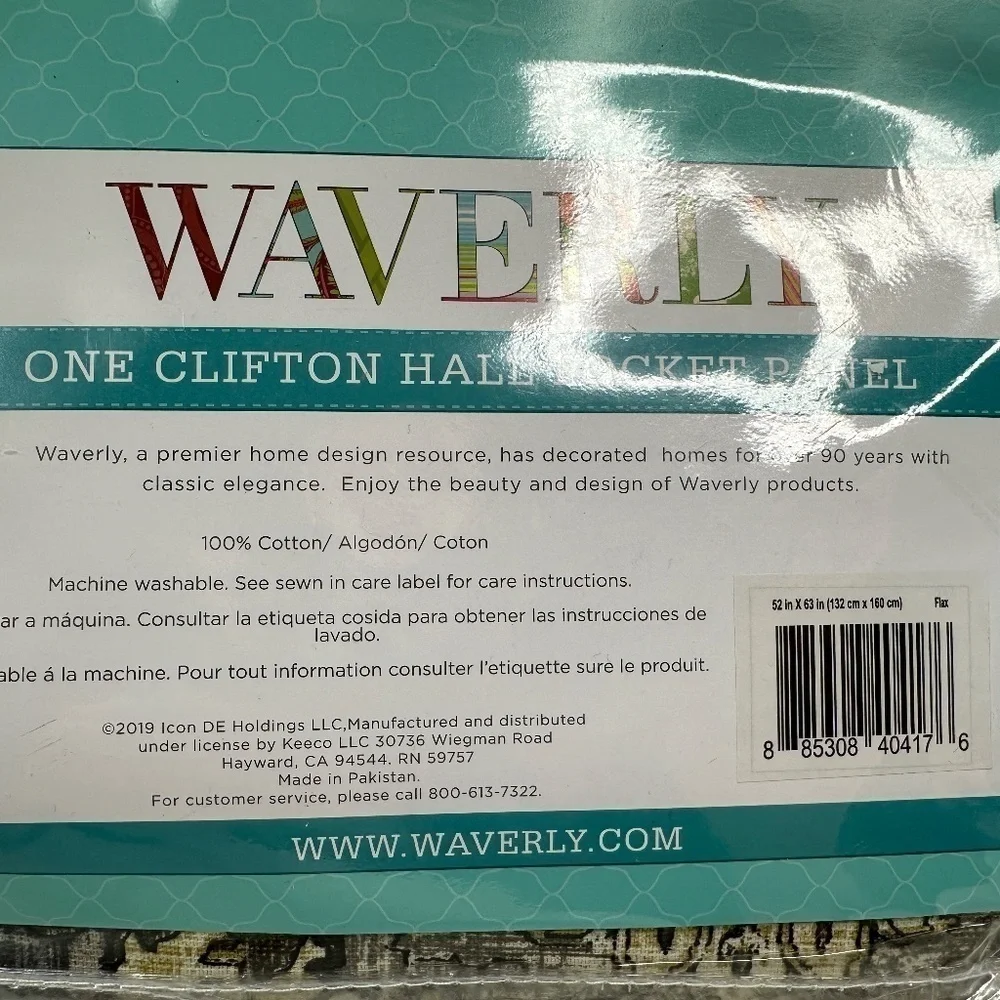 New Waverly CliftonBlack Floral Rod-Pocket Tie-Back Curtain Panel, 62